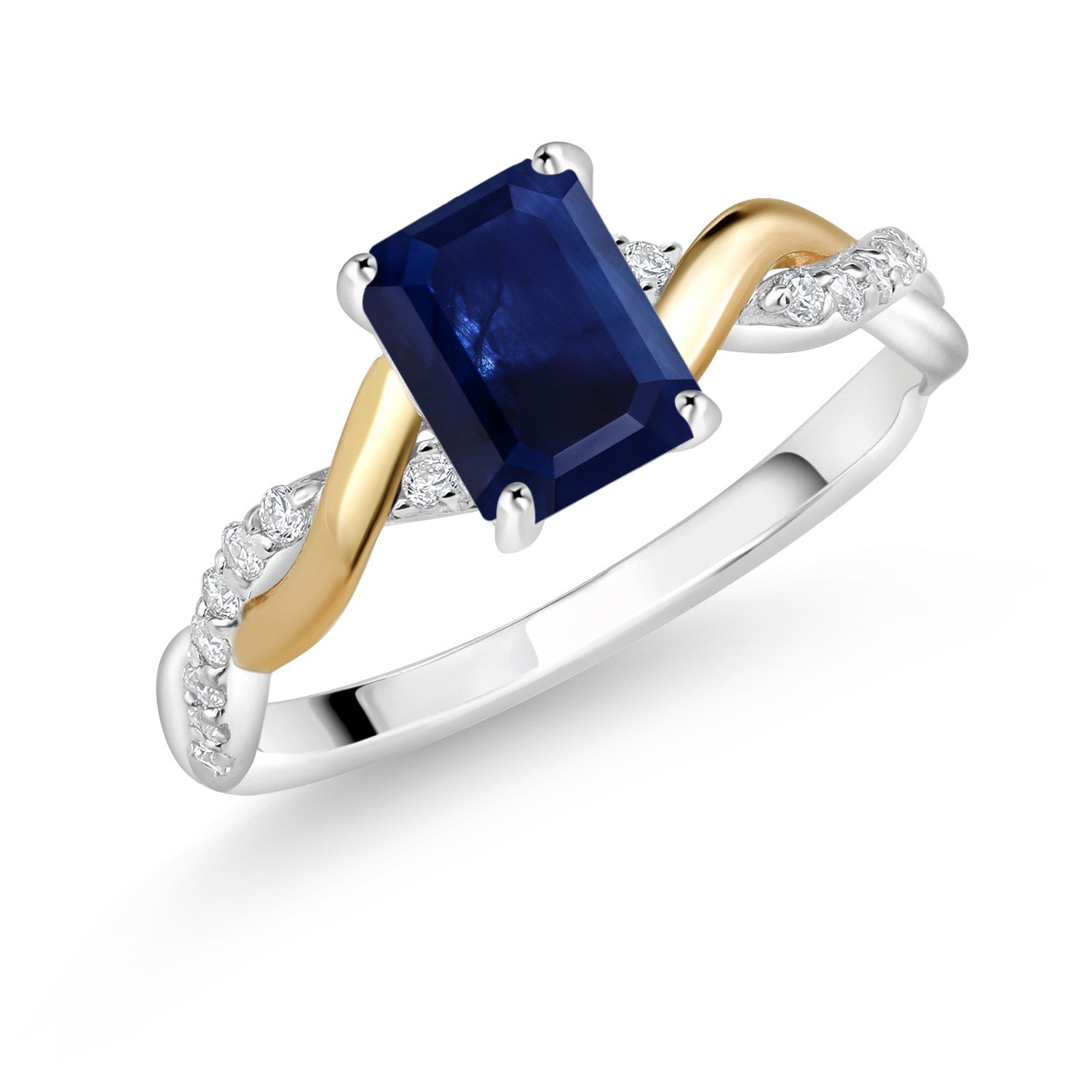 Blue Sapphire - September_6_Ring in 925 Sterling Silver and 10K Yellow Gold