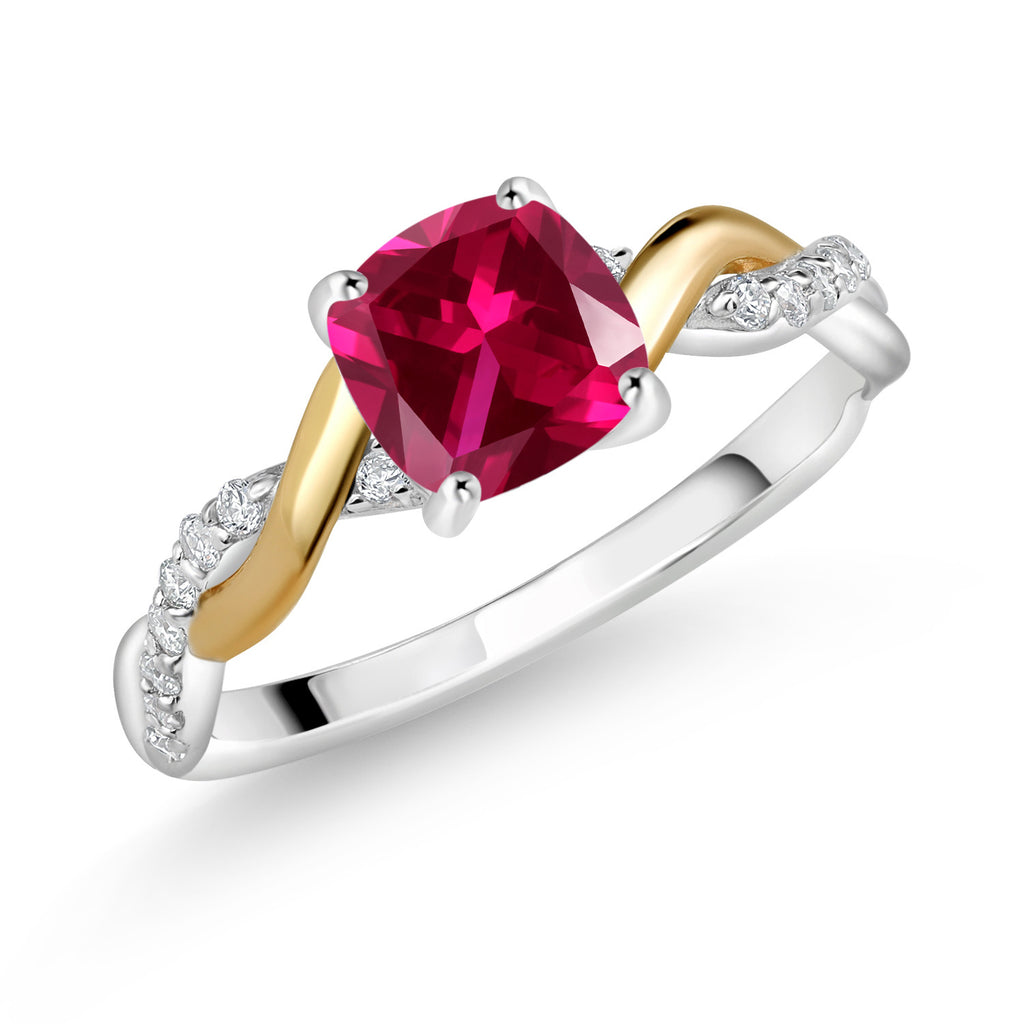 Created Ruby - July_5_Ring in 925 Sterling Silver and 10K Yellow Gold
