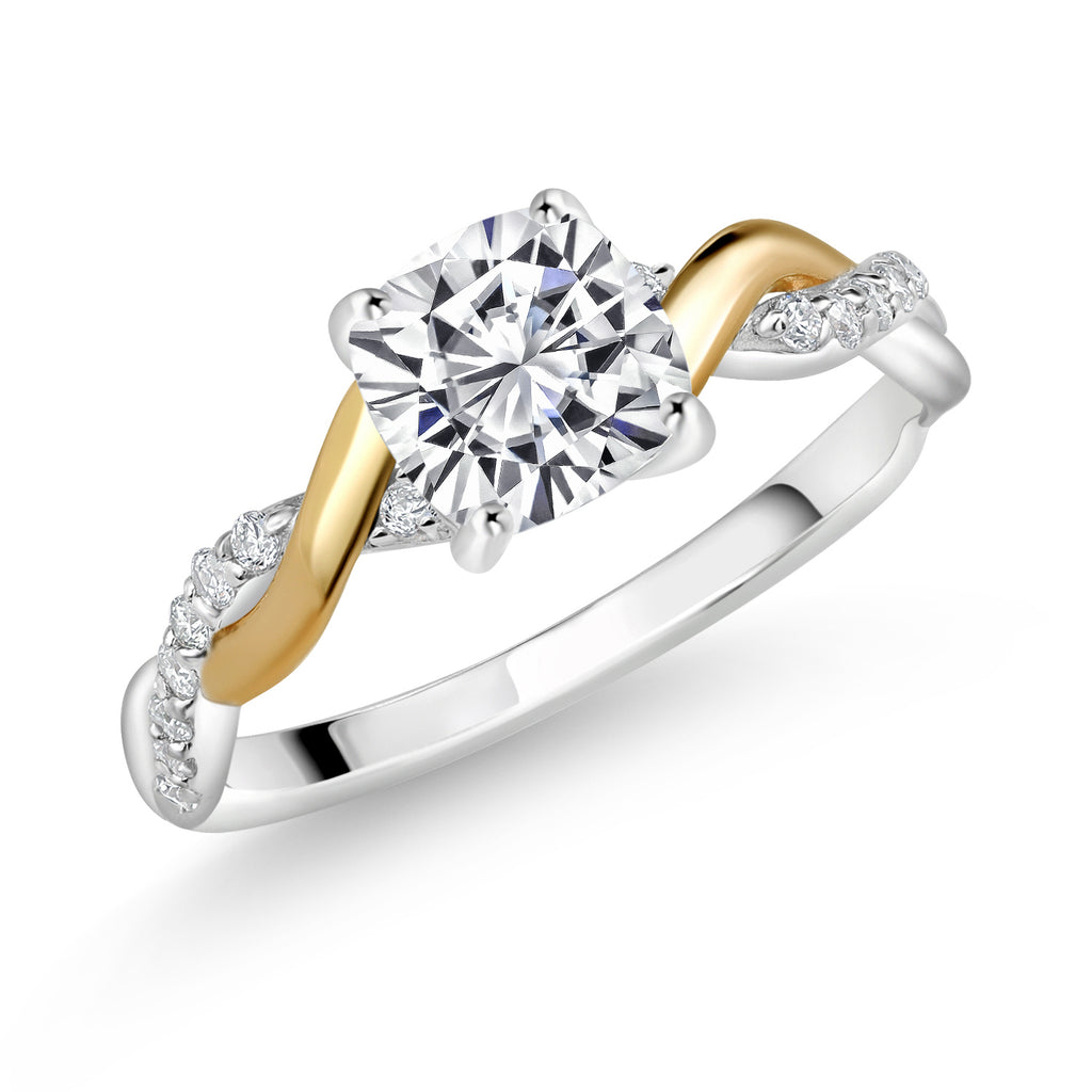 White Lab Grown Diamond_8_Ring in 925 Sterling Silver and 10K Yellow Gold