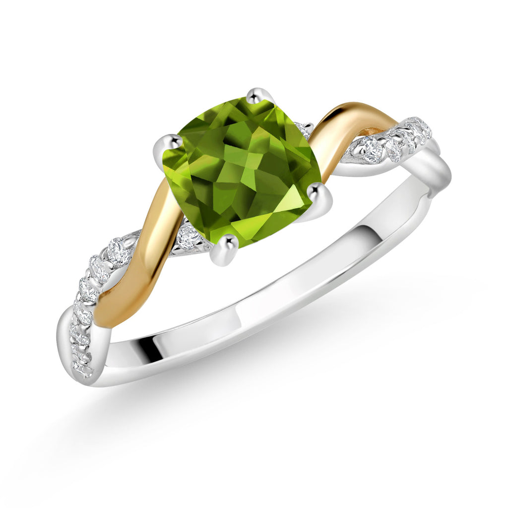 Peridot - August_7_Ring in 925 Sterling Silver and 10K Yellow Gold