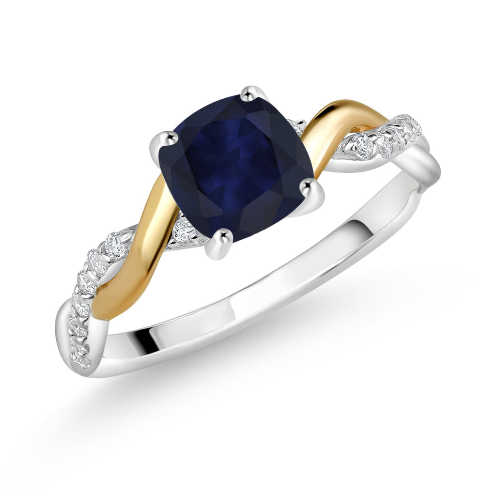 Sapphire - September_6_Ring in 925 Sterling Silver and 10K Yellow Gold