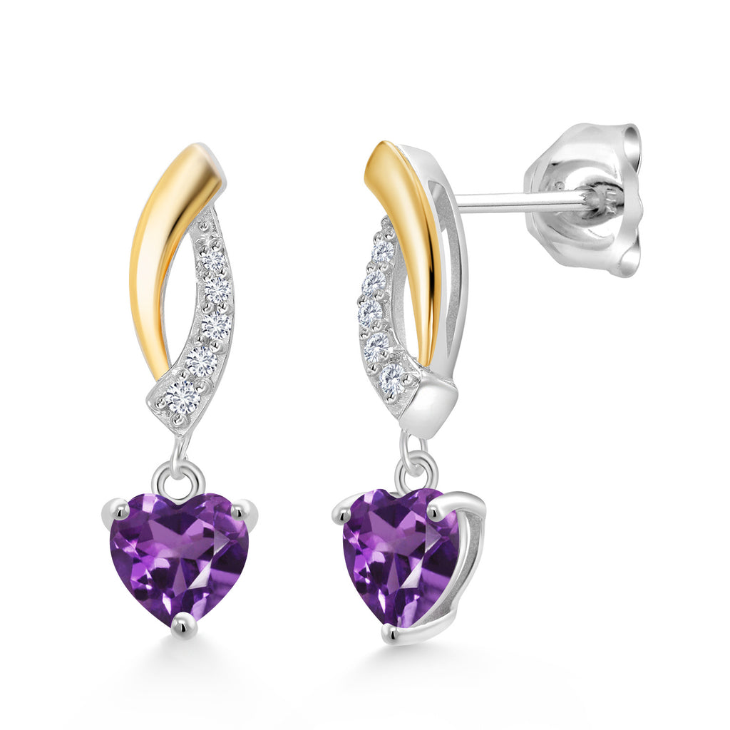 Amethyst - February_Earrings in 925 Sterling Silver and 10K Yellow Gold