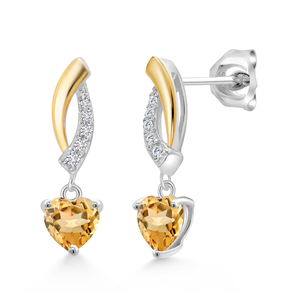 Citrine - November_Earrings in 925 Sterling Silver and 10K Yellow Gold