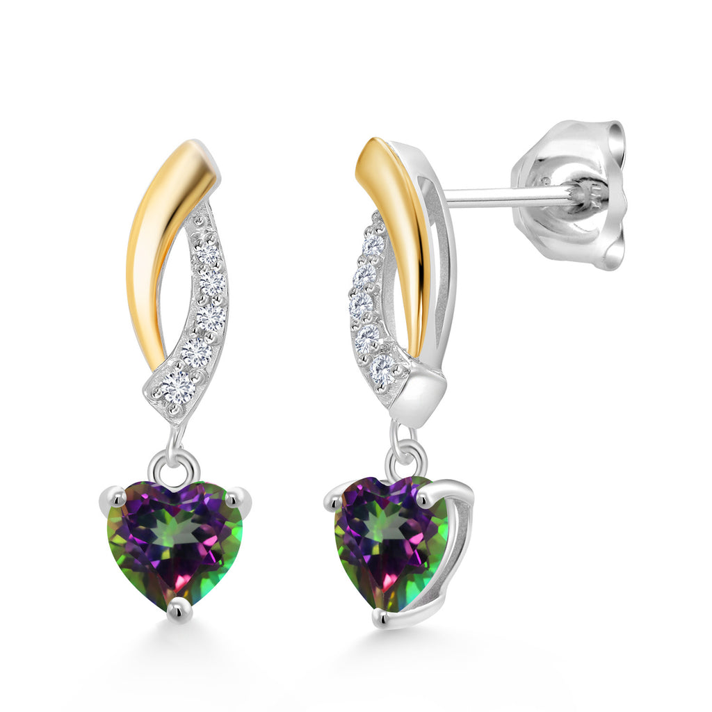 Green Mystic Topaz_Earrings in 925 Sterling Silver and 10K Yellow Gold