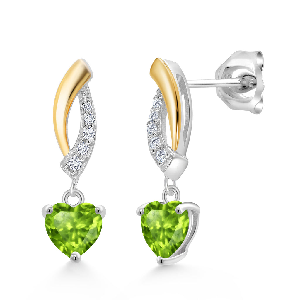 Peridot - August_Earrings in 925 Sterling Silver and 10K Yellow Gold