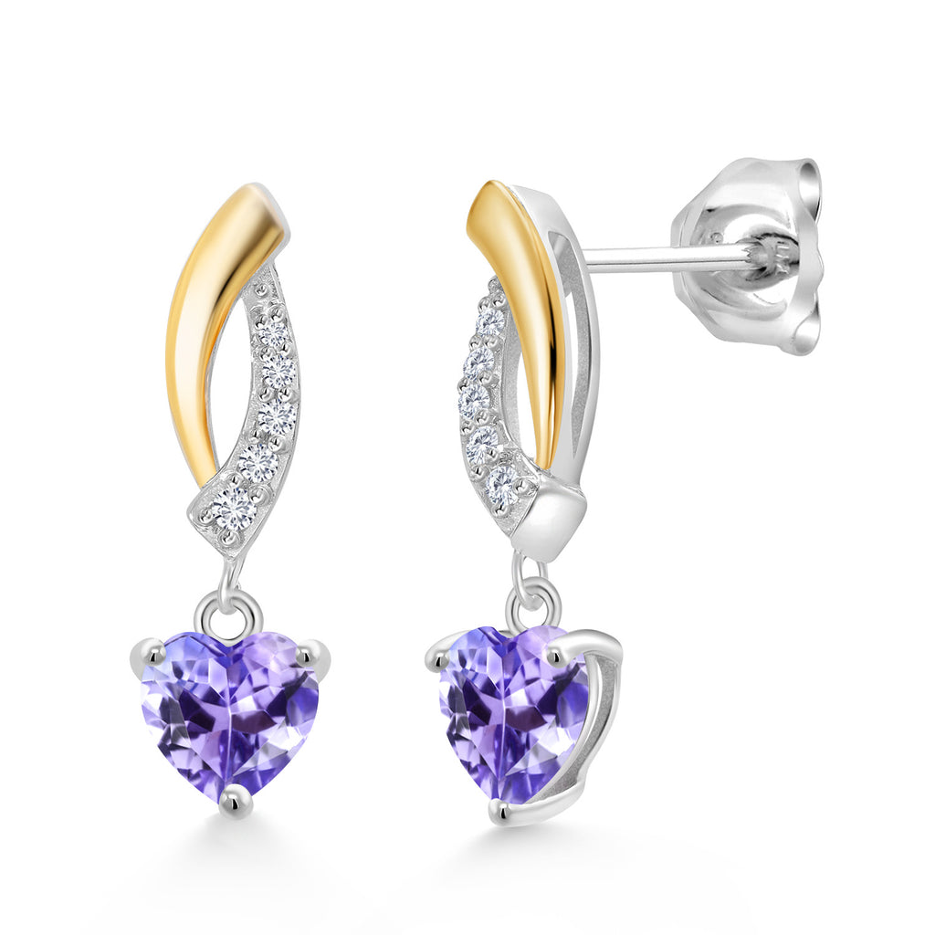 Tanzanite - December_Earrings in 925 Sterling Silver and 10K Yellow Gold