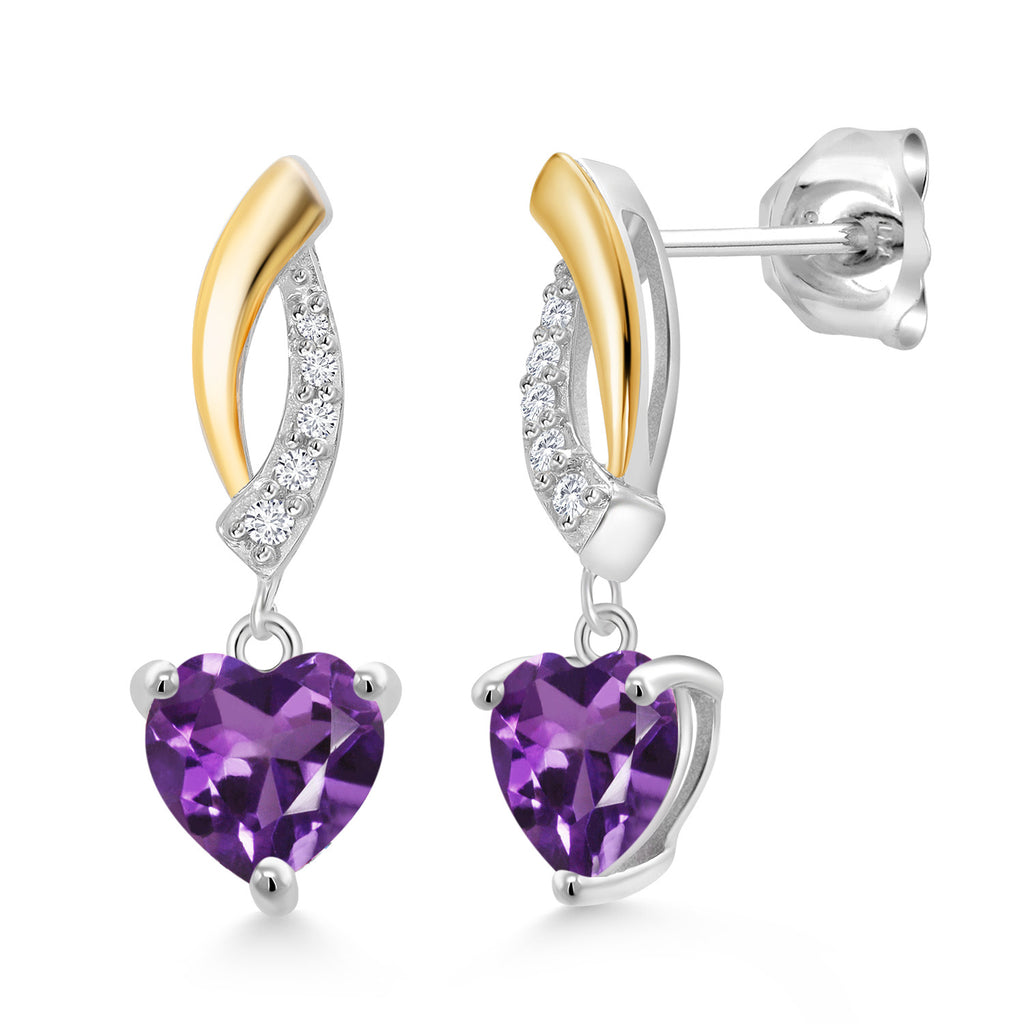 Amethyst - February_Earrings in 925 Sterling Silver and 10K Yellow Gold