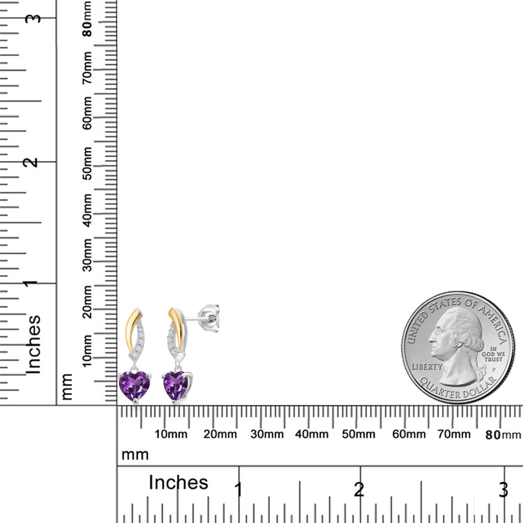 Amethyst - February_Earrings in 925 Sterling Silver and 10K Yellow Gold