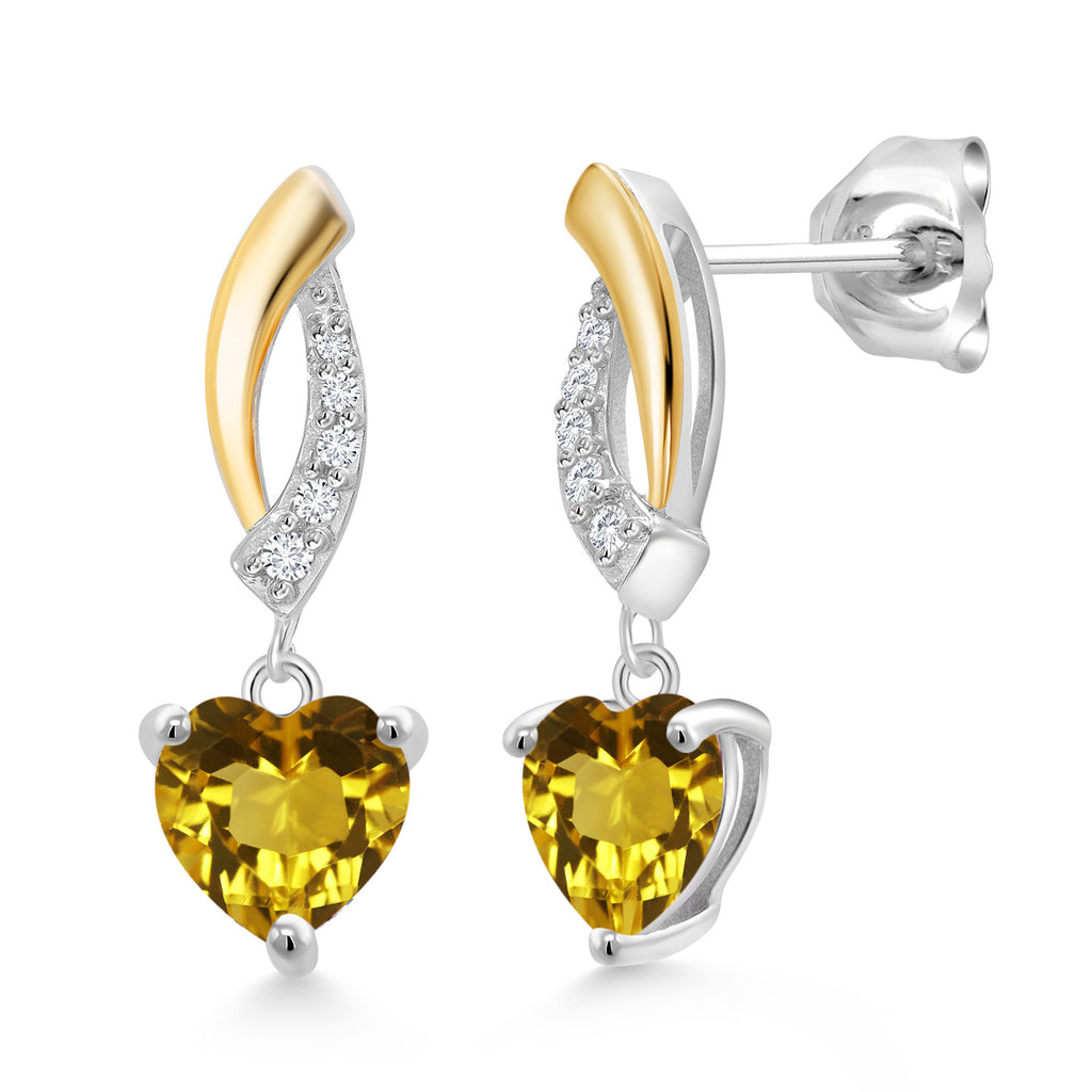 Citrine - November_Earrings in 925 Sterling Silver and 10K Yellow Gold