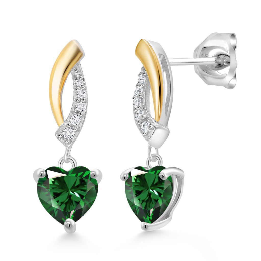 Nano Emerald - May_Earrings in 925 Sterling Silver and 10K Yellow Gold