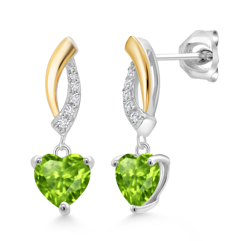 Peridot - August_Earrings in 925 Sterling Silver and 10K Yellow Gold