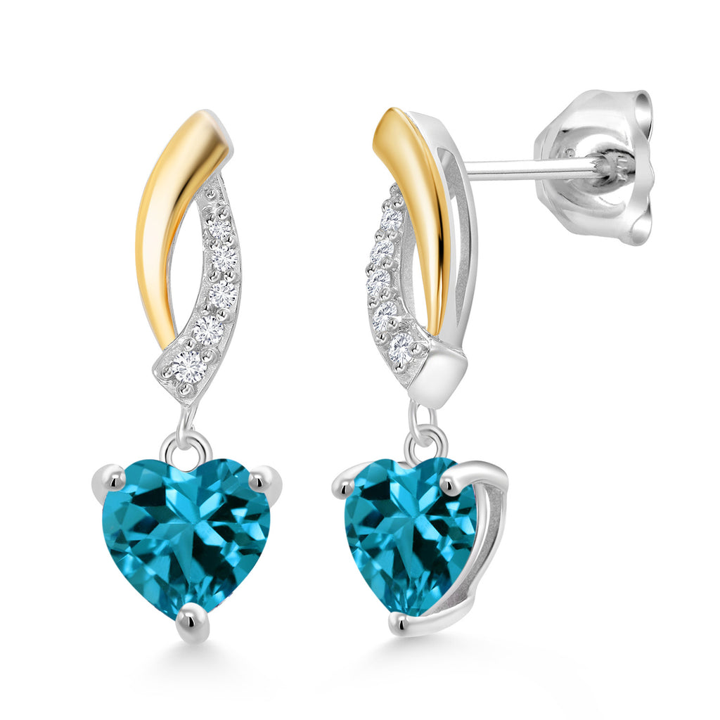 London Blue Topaz - November_Earrings in 925 Sterling Silver and 10K Yellow Gold