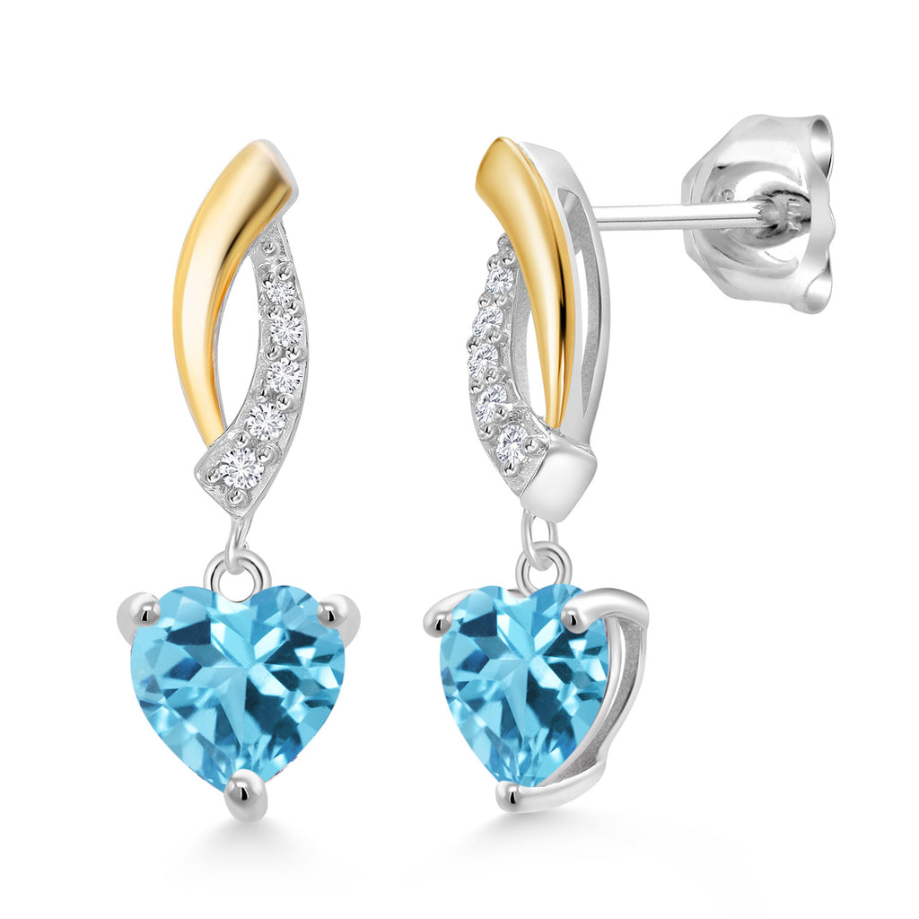 Topaz - November_Earrings in 925 Sterling Silver and 10K Yellow Gold
