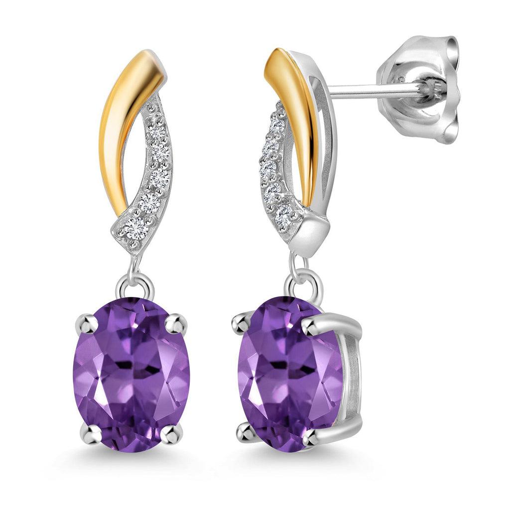 Amethyst - February_Earrings in 925 Sterling Silver and 10K Yellow Gold