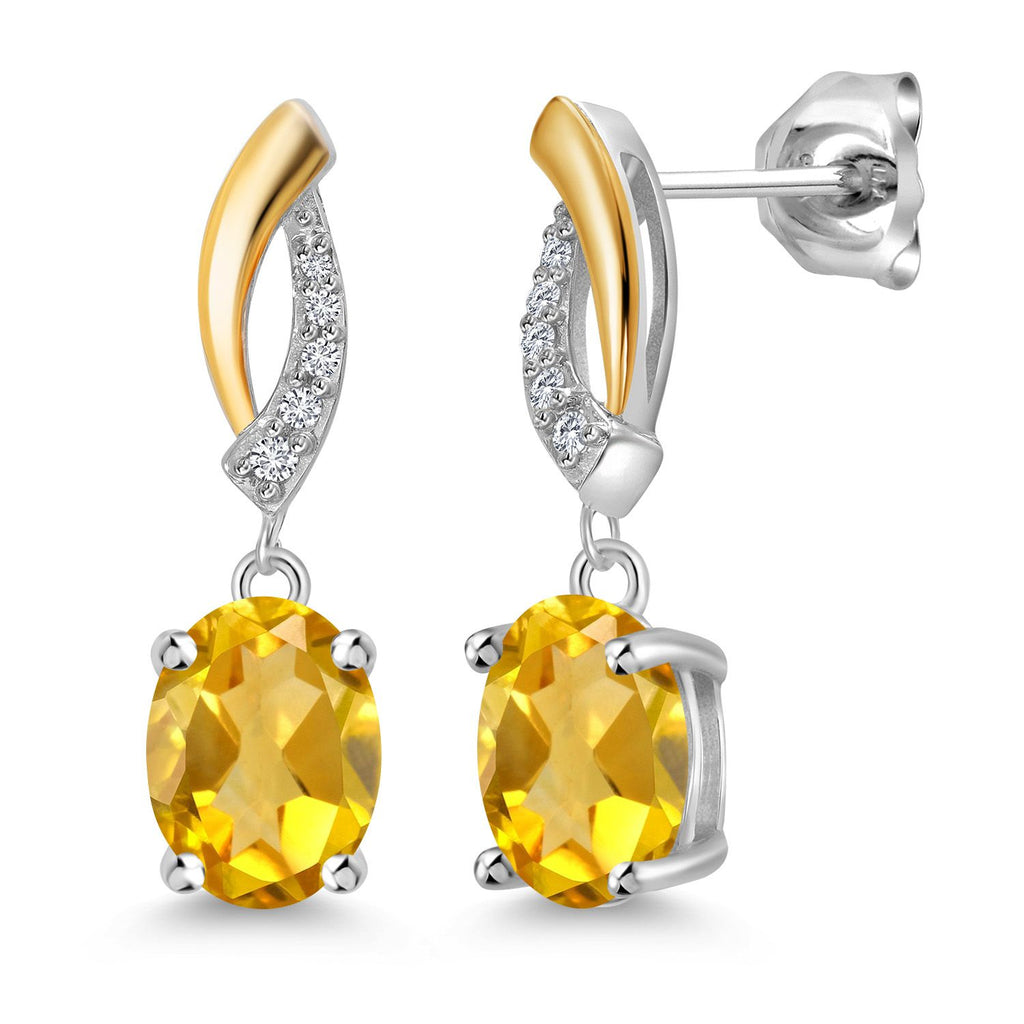 Citrine - November_Earrings in 925 Sterling Silver and 10K Yellow Gold