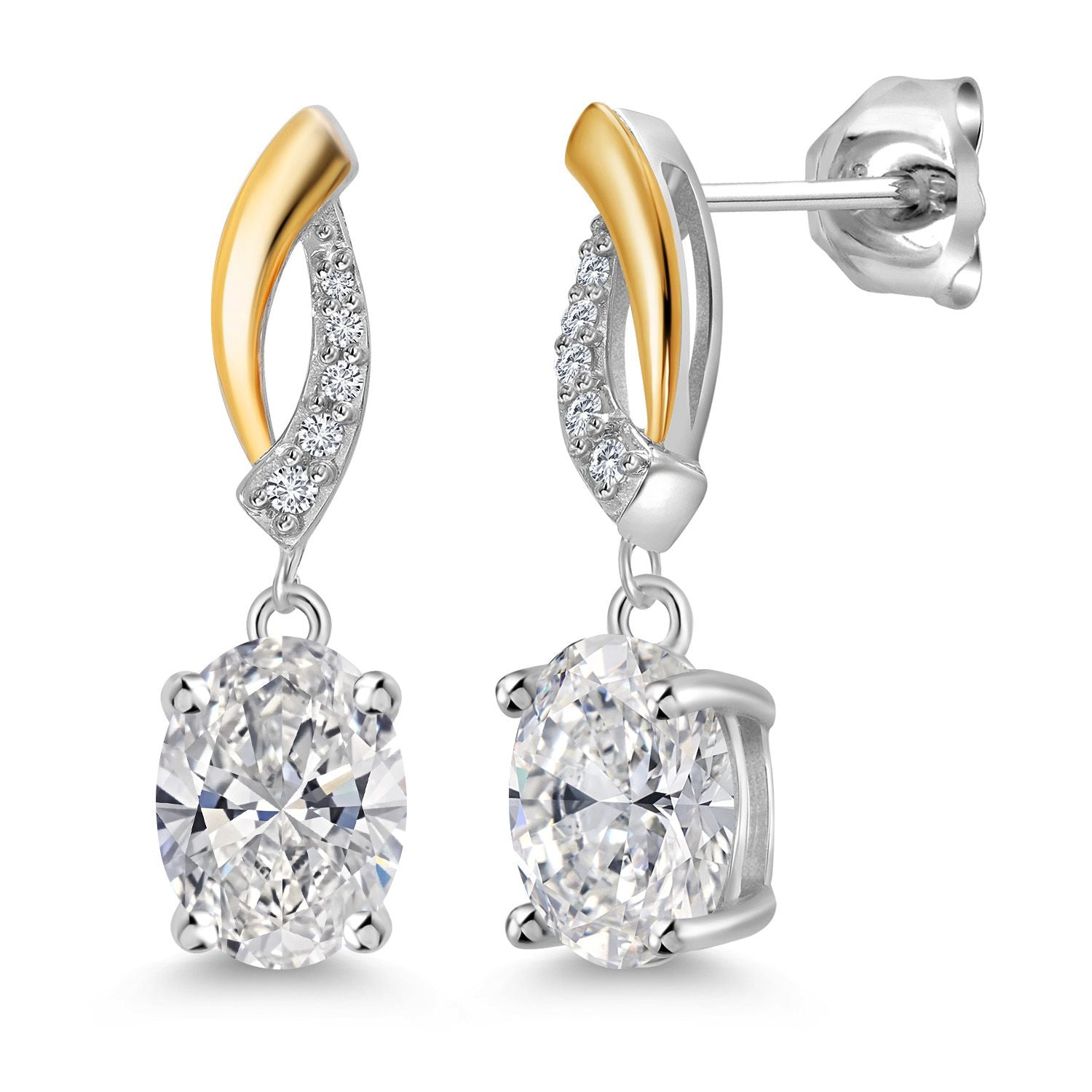 Earrings in 925 Sterling Silver and 10K Yellow Gold