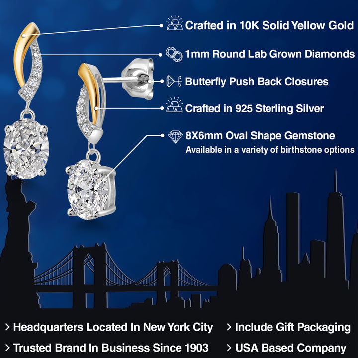 Earrings in 925 Sterling Silver and 10K Yellow Gold