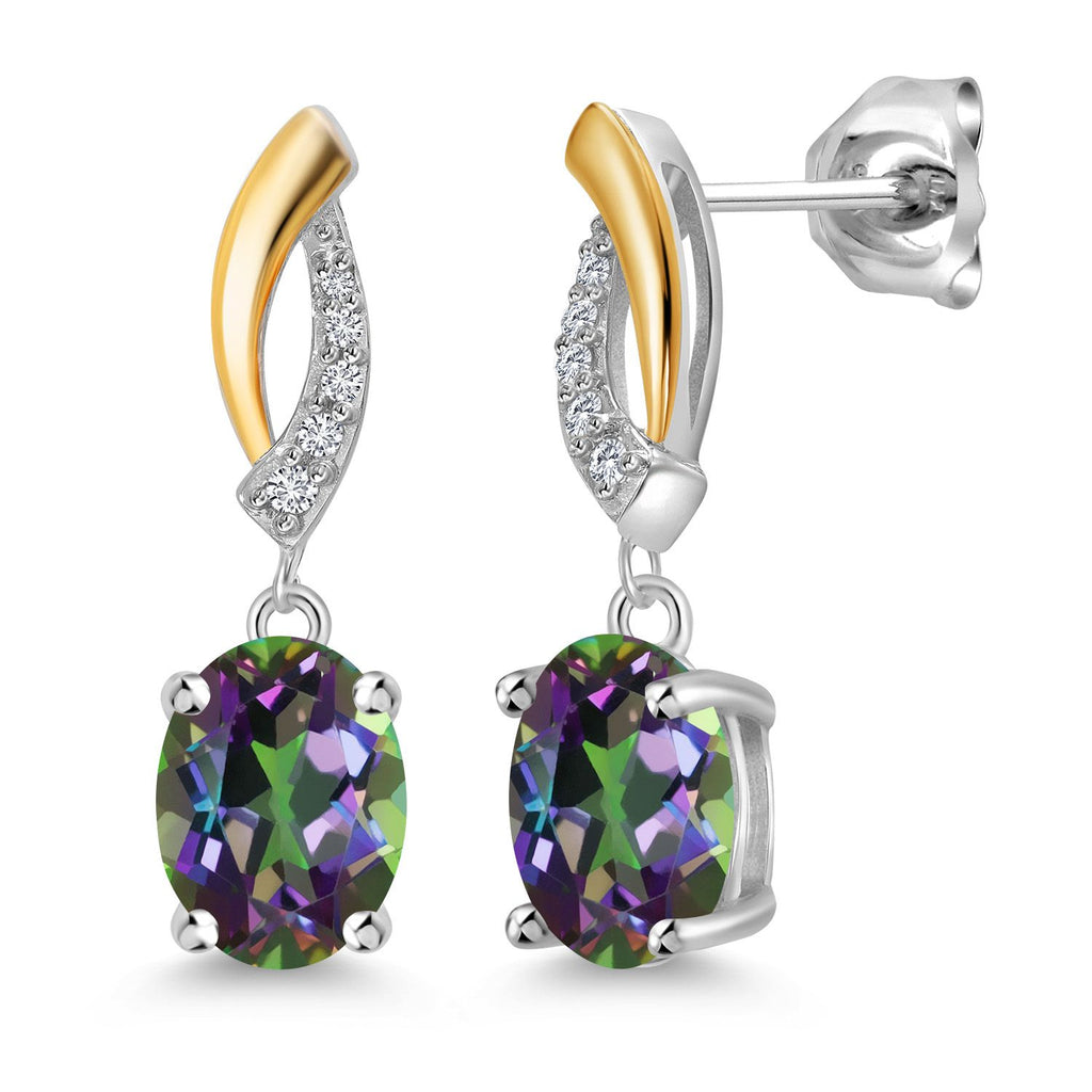 Green Mystic Topaz_Earrings in 925 Sterling Silver and 10K Yellow Gold