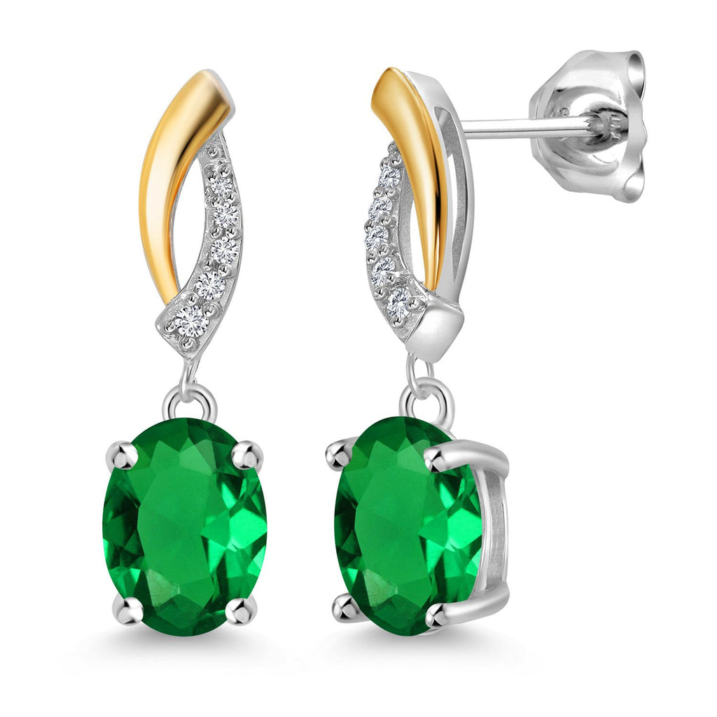 Nano Emerald - May_Earrings in 925 Sterling Silver and 10K Yellow Gold