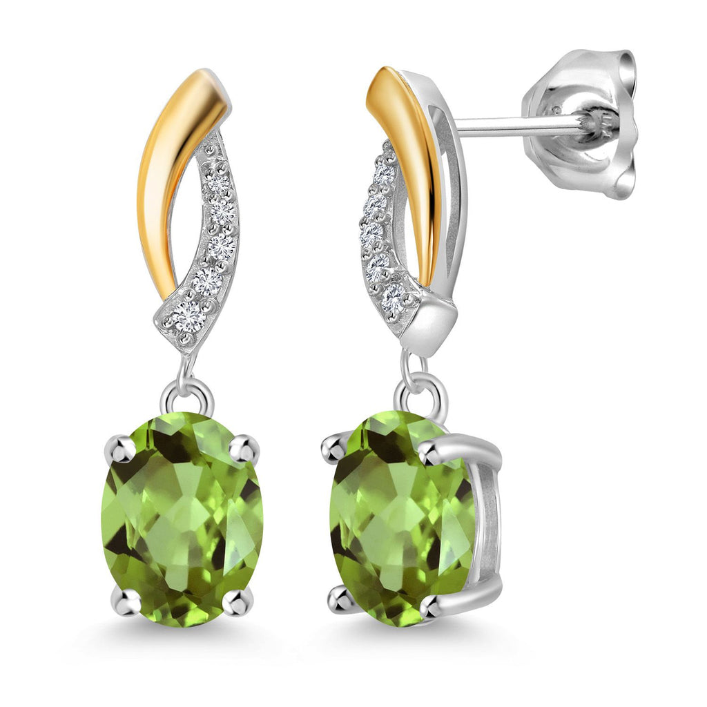 Peridot - August_Earrings in 925 Sterling Silver and 10K Yellow Gold