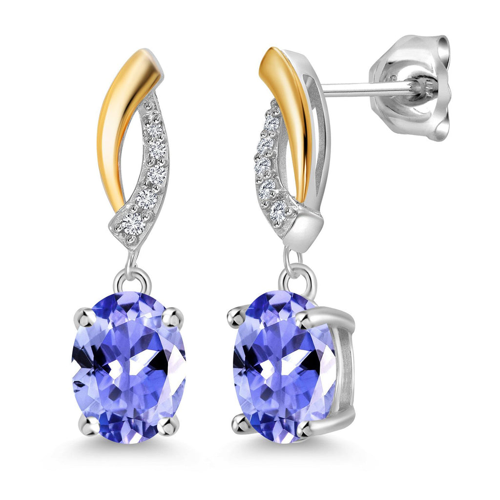Tanzanite - December_Earrings in 925 Sterling Silver and 10K Yellow Gold