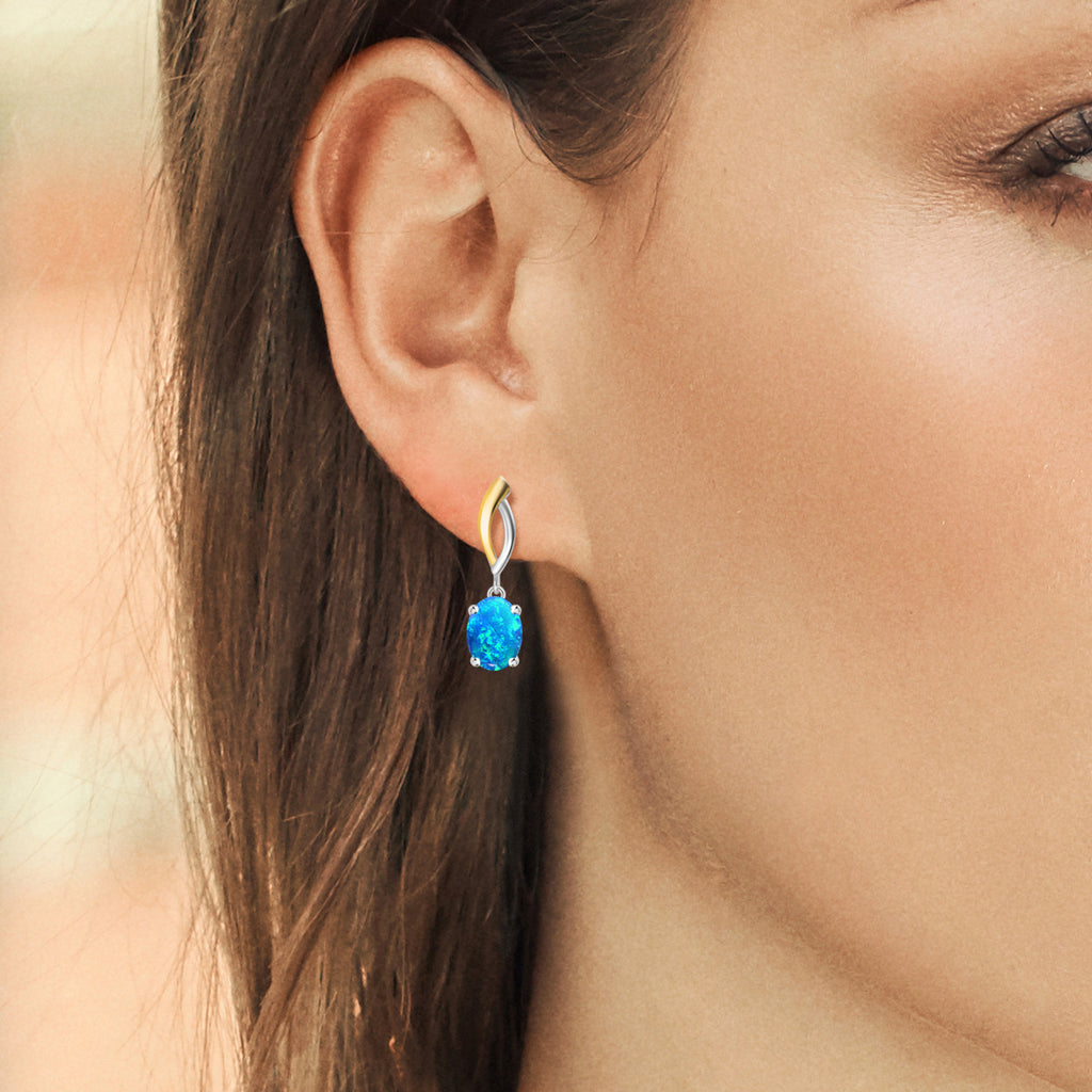 Earrings in 925 Sterling Silver and 10K Yellow Gold