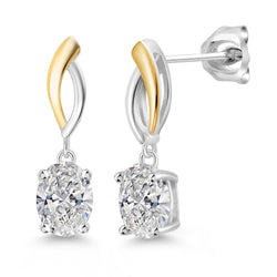 Earrings in 925 Sterling Silver and 10K Yellow Gold