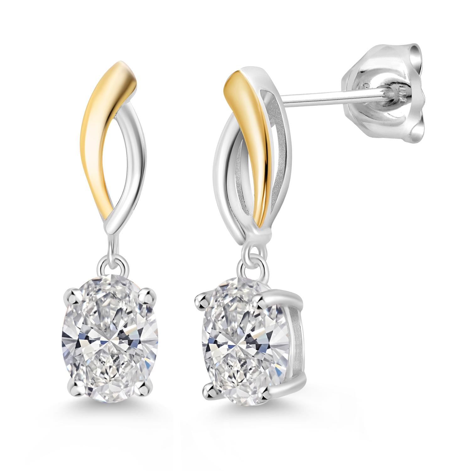 Earrings in 925 Sterling Silver and 10K Yellow Gold