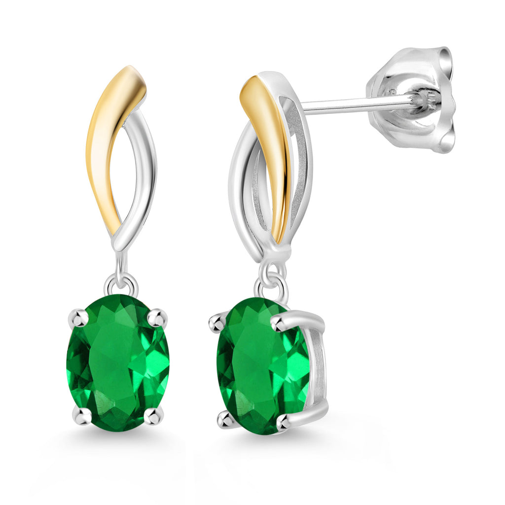 Nano Emerald_Earrings in 925 Sterling Silver and 10K Yellow Gold