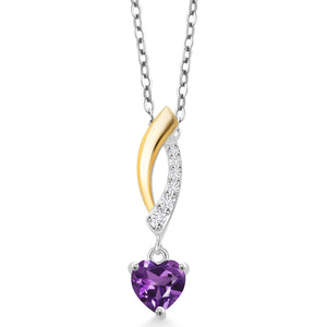 Amethyst - February_Pendant in 925 Sterling Silver and 10K Yellow Gold