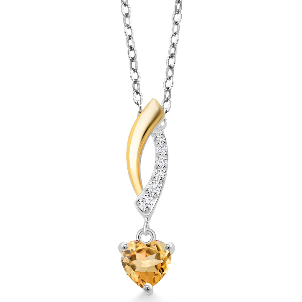 Citrine - November_Pendant in 925 Sterling Silver and 10K Yellow Gold
