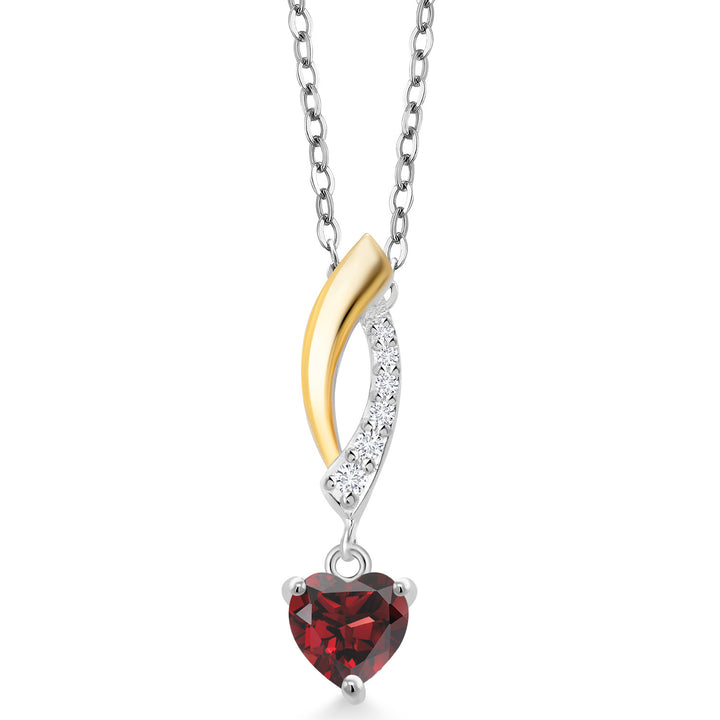 Garnet - January_Pendant in 925 Sterling Silver and 10K Yellow Gold