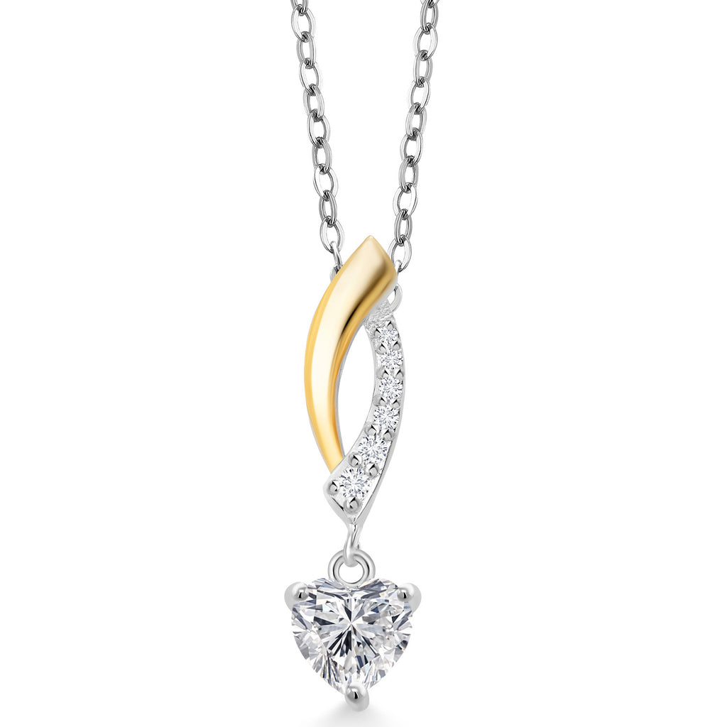 White Lab Grown Diamond - April_Pendant in 925 Sterling Silver and 10K Yellow Gold
