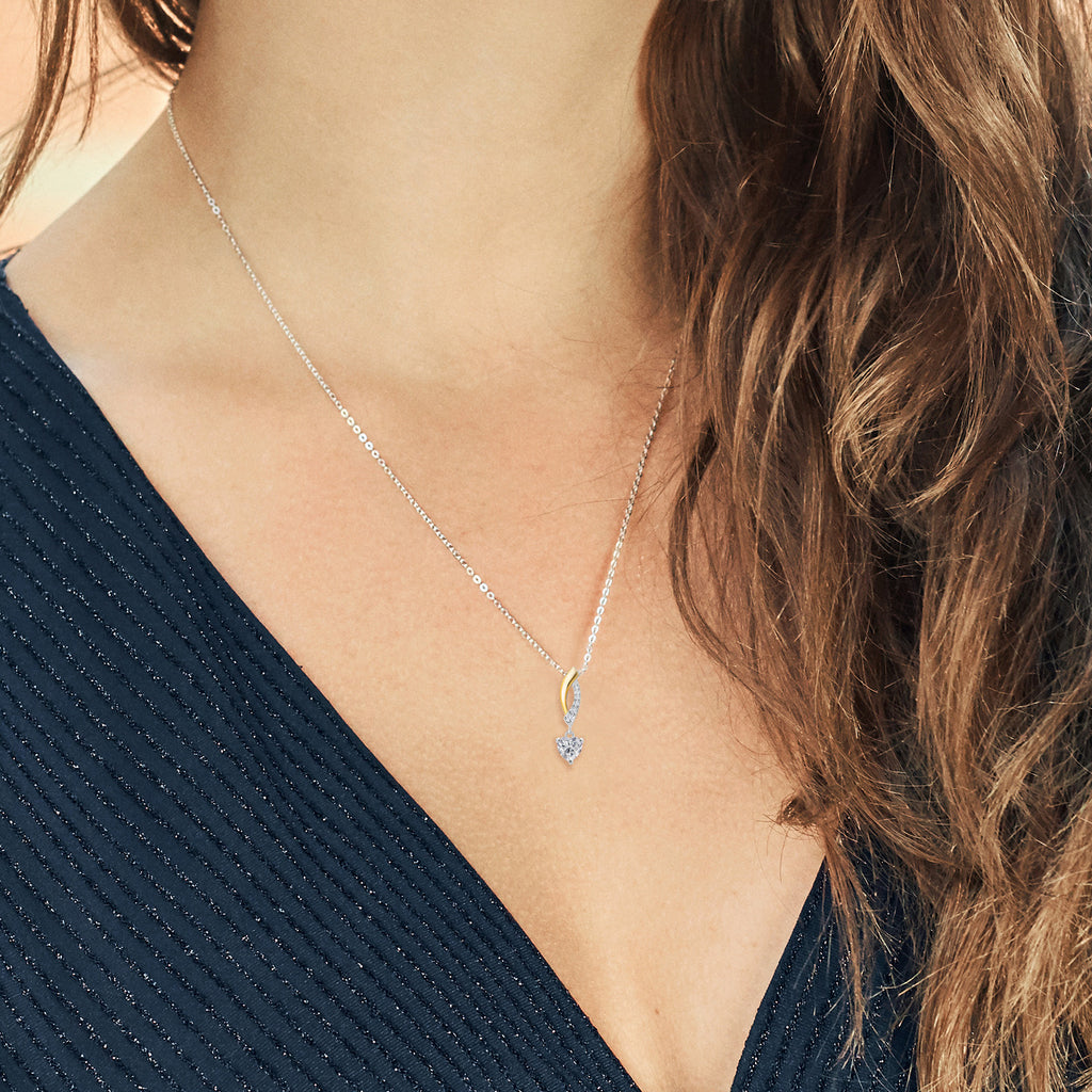 Lab Grown Diamond_Pendant in 925 Sterling Silver and 10K Yellow Gold