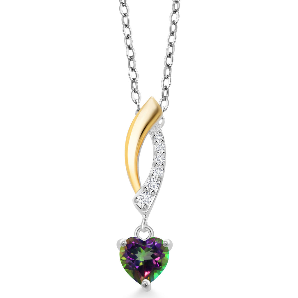 Green Mystic Topaz_Pendant in 925 Sterling Silver and 10K Yellow Gold