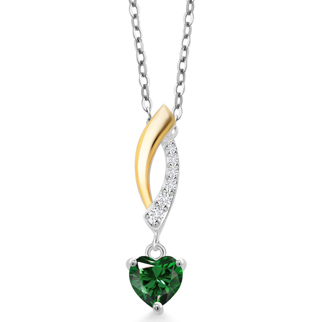 Nano Emerald - May_Pendant in 925 Sterling Silver and 10K Yellow Gold