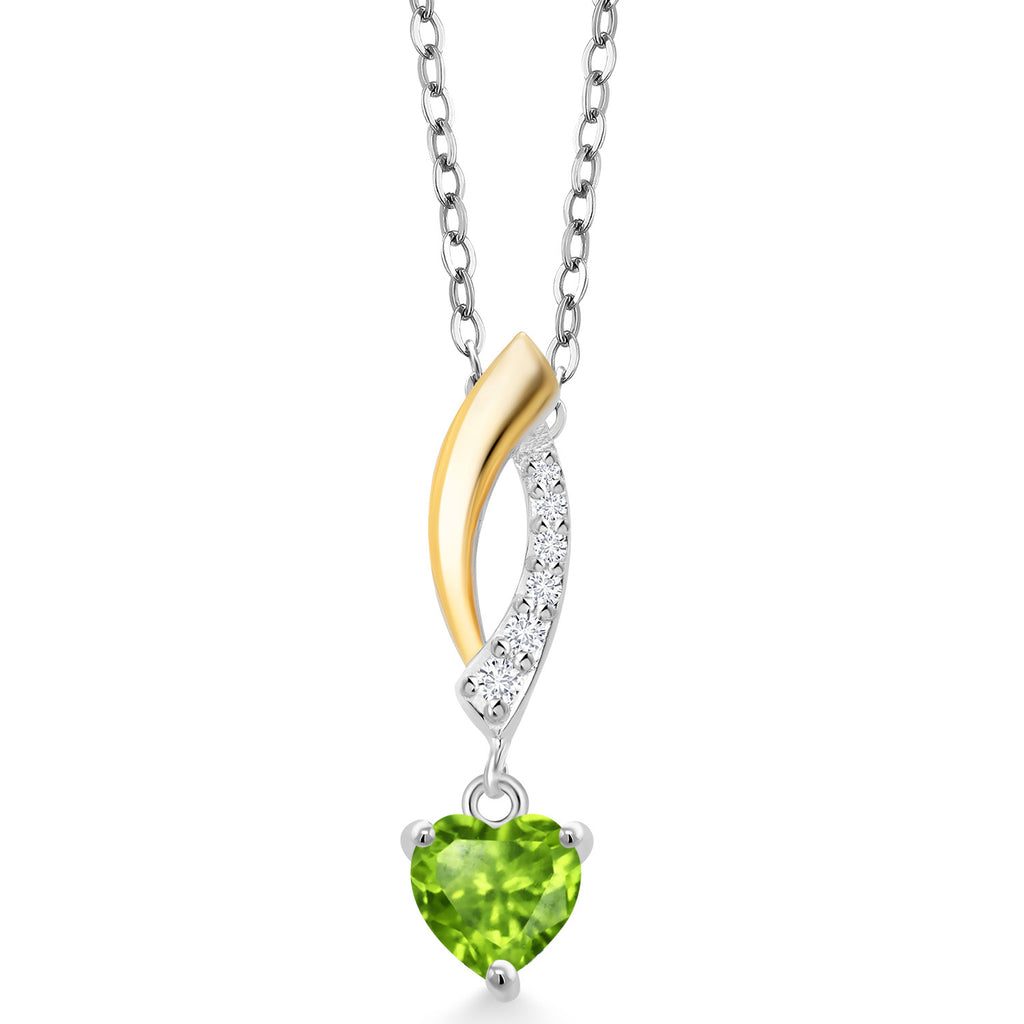 Peridot - August_Pendant in 925 Sterling Silver and 10K Yellow Gold