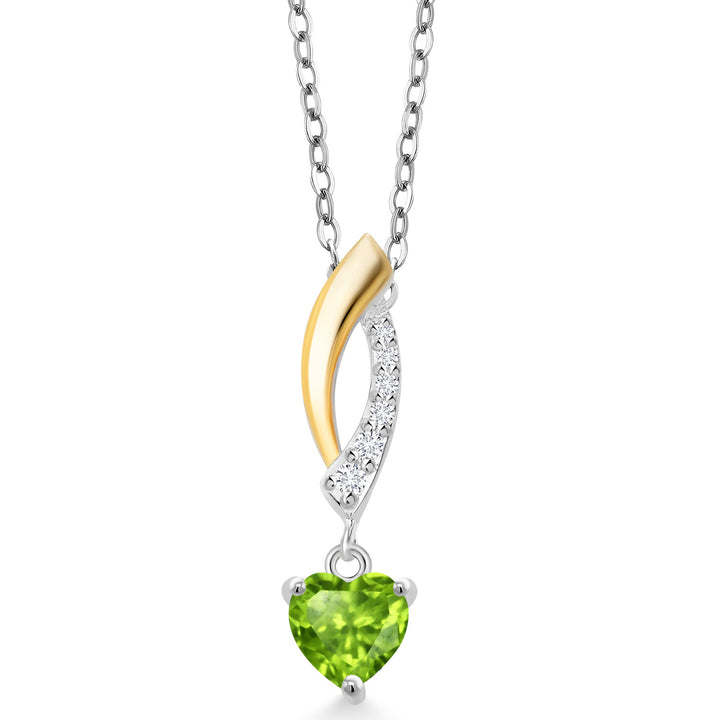 Peridot - August_Pendant in 925 Sterling Silver and 10K Yellow Gold
