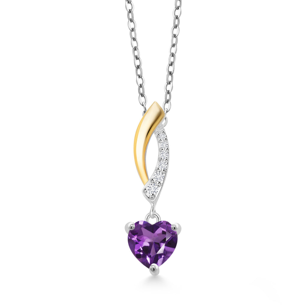 Amethyst - February_Pendant in 925 Sterling Silver and 10K Yellow Gold