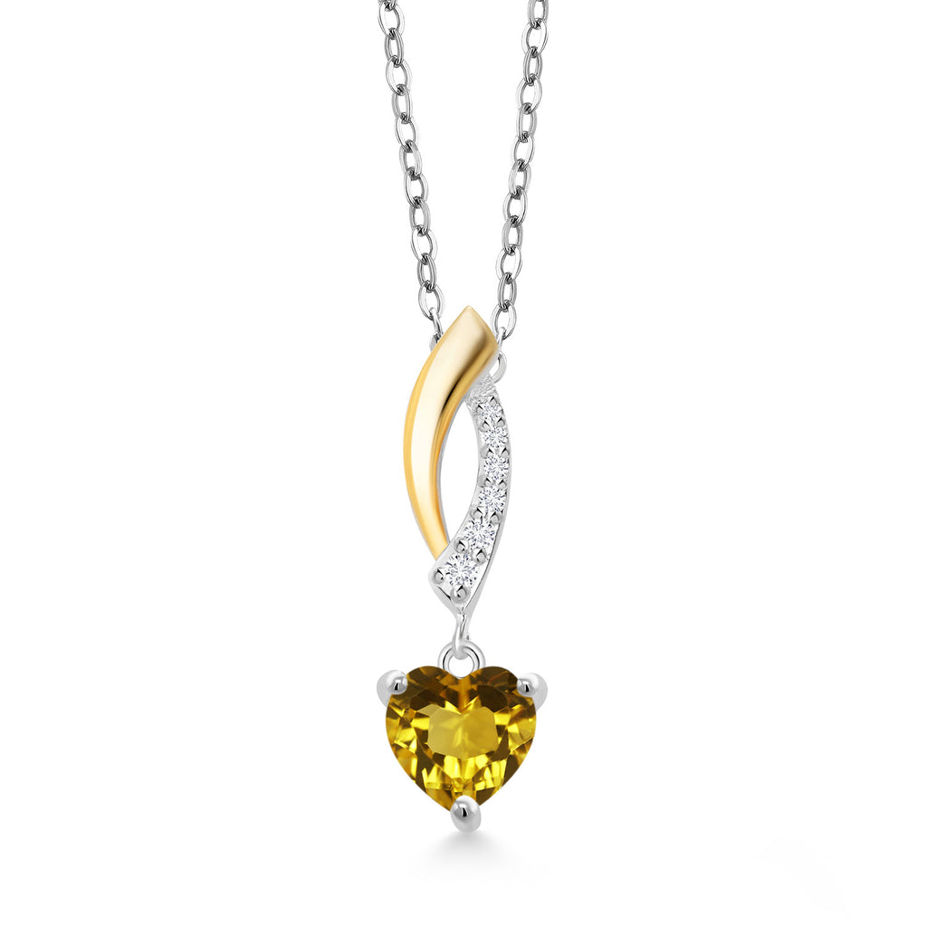 Citrine - November_Pendant in 925 Sterling Silver and 10K Yellow Gold