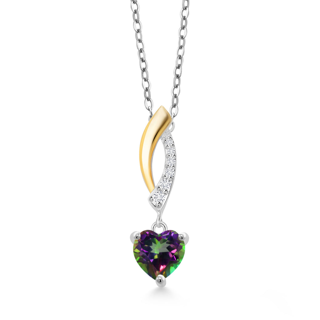 Green Mystic Topaz_Pendant in 925 Sterling Silver and 10K Yellow Gold