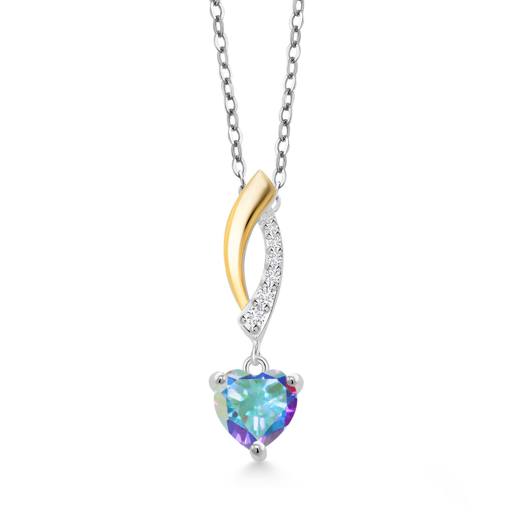 Mercury Mist Mystic Topaz_Pendant in 925 Sterling Silver and 10K Yellow Gold