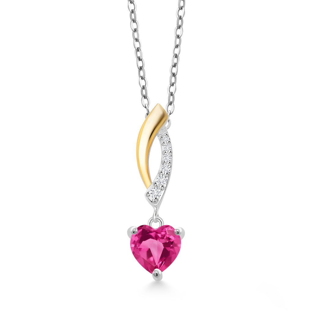 Pink Mystic Topaz_Pendant in 925 Sterling Silver and 10K Yellow Gold