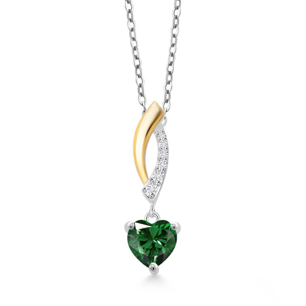 Nano Emerald - May_Pendant in 925 Sterling Silver and 10K Yellow Gold