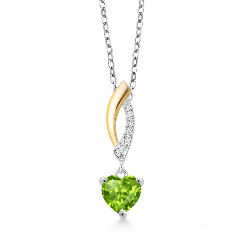 Peridot - August_Pendant in 925 Sterling Silver and 10K Yellow Gold