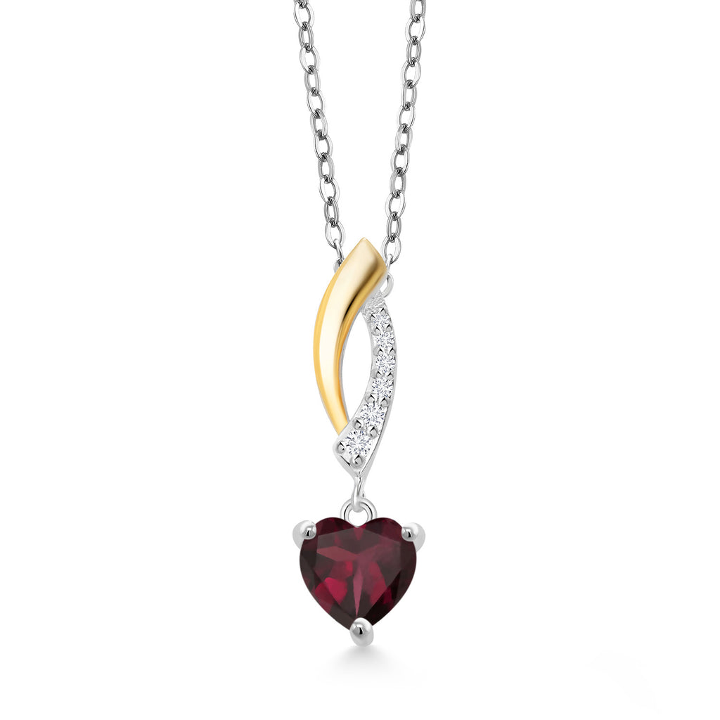 Rhodolite Garnet_Pendant in 925 Sterling Silver and 10K Yellow Gold