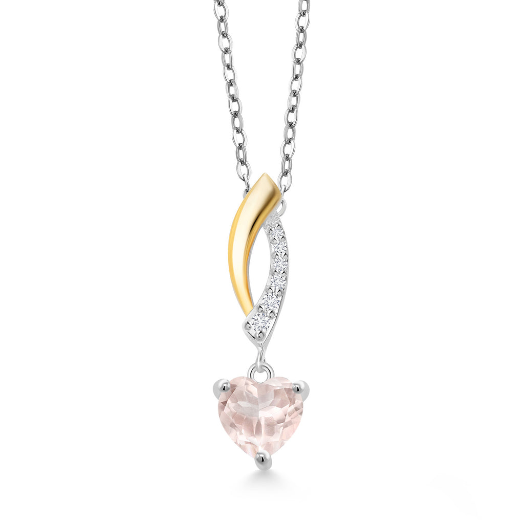 Rose Rose Quartz_Pendant in 925 Sterling Silver and 10K Yellow Gold