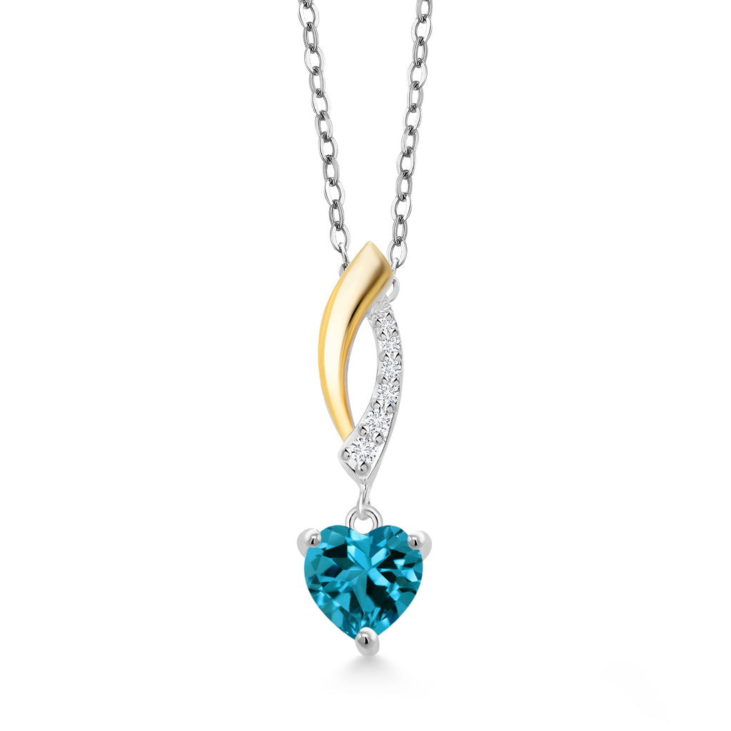 London Blue Topaz - November_Pendant in 925 Sterling Silver and 10K Yellow Gold