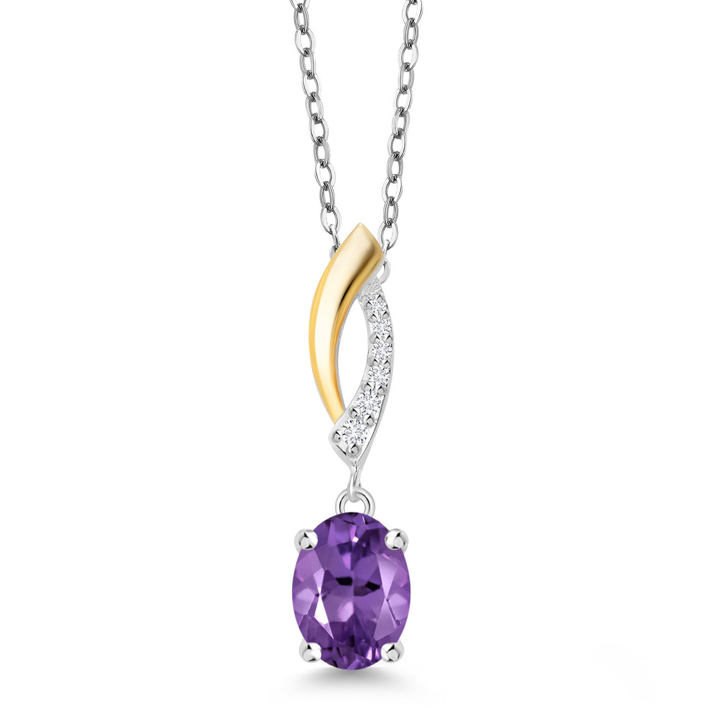 Amethyst - February_Pendant in 925 Sterling Silver and 10K Yellow Gold