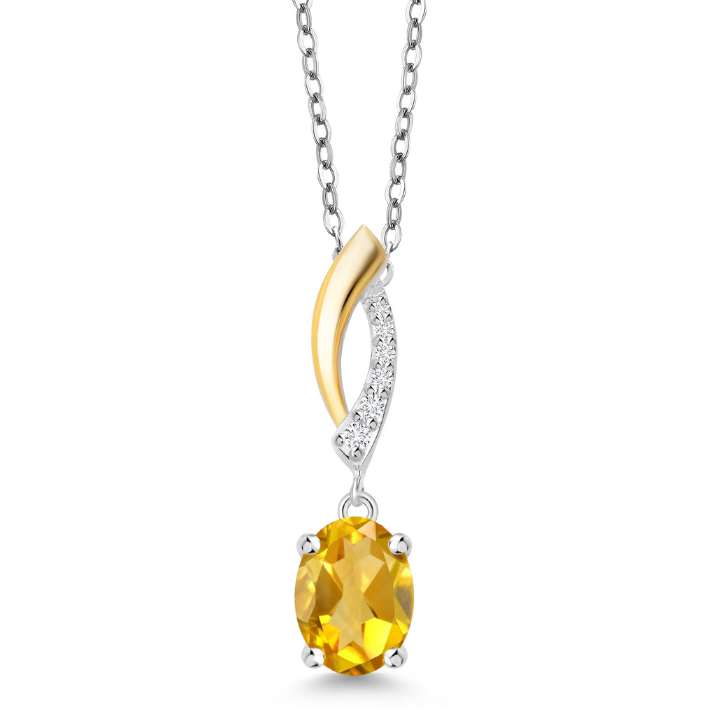 Citrine - November_Pendant in 925 Sterling Silver and 10K Yellow Gold